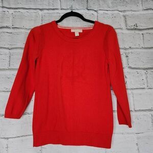 Banana Republic Red Nautical Long Sleeve Knit Sweater Womens Medium 100% Cotton